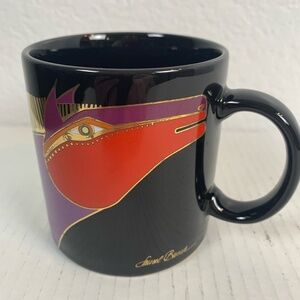 Laurel Burch Moroccan Horse Heads Coffee Mug Black Purple Red Gold Vintage Japan